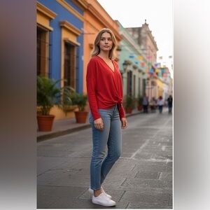 Chic Red Sweater by Anthropologie Sanctuary